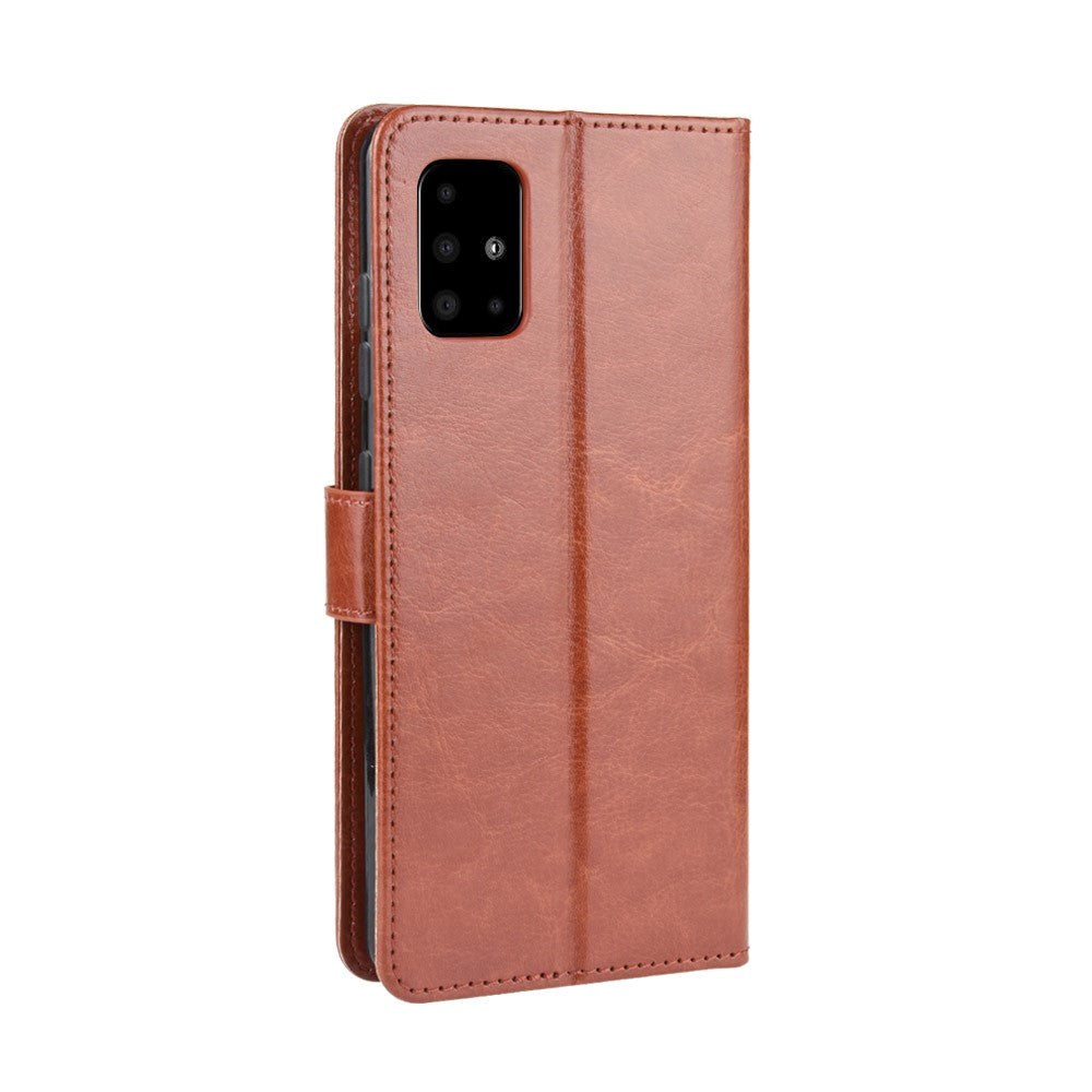 Samsung Galaxy A51 Læder Cover m. Pung & Strop - Brun
