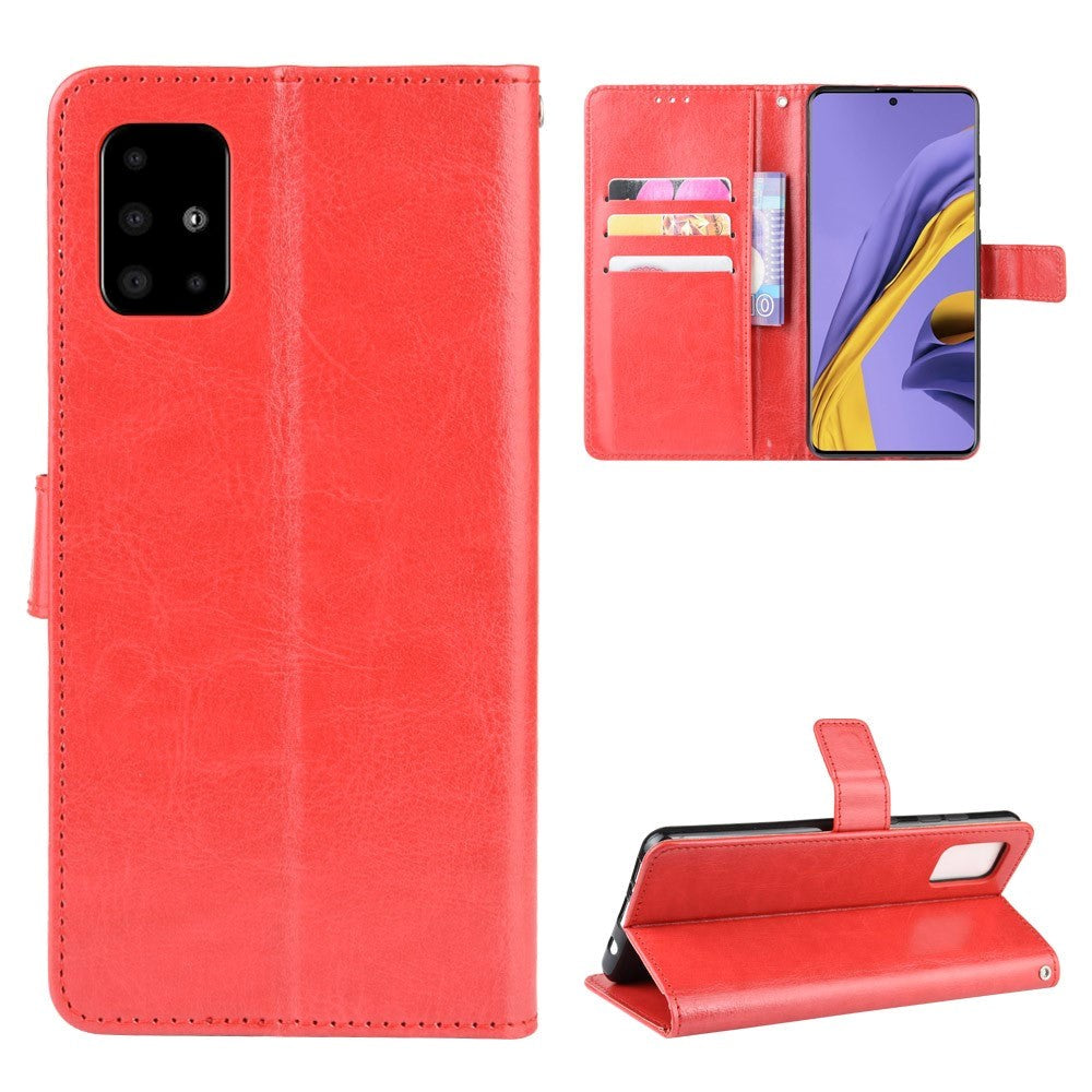 Samsung Galaxy A51 Læder Cover m. Pung & Strop - Rød