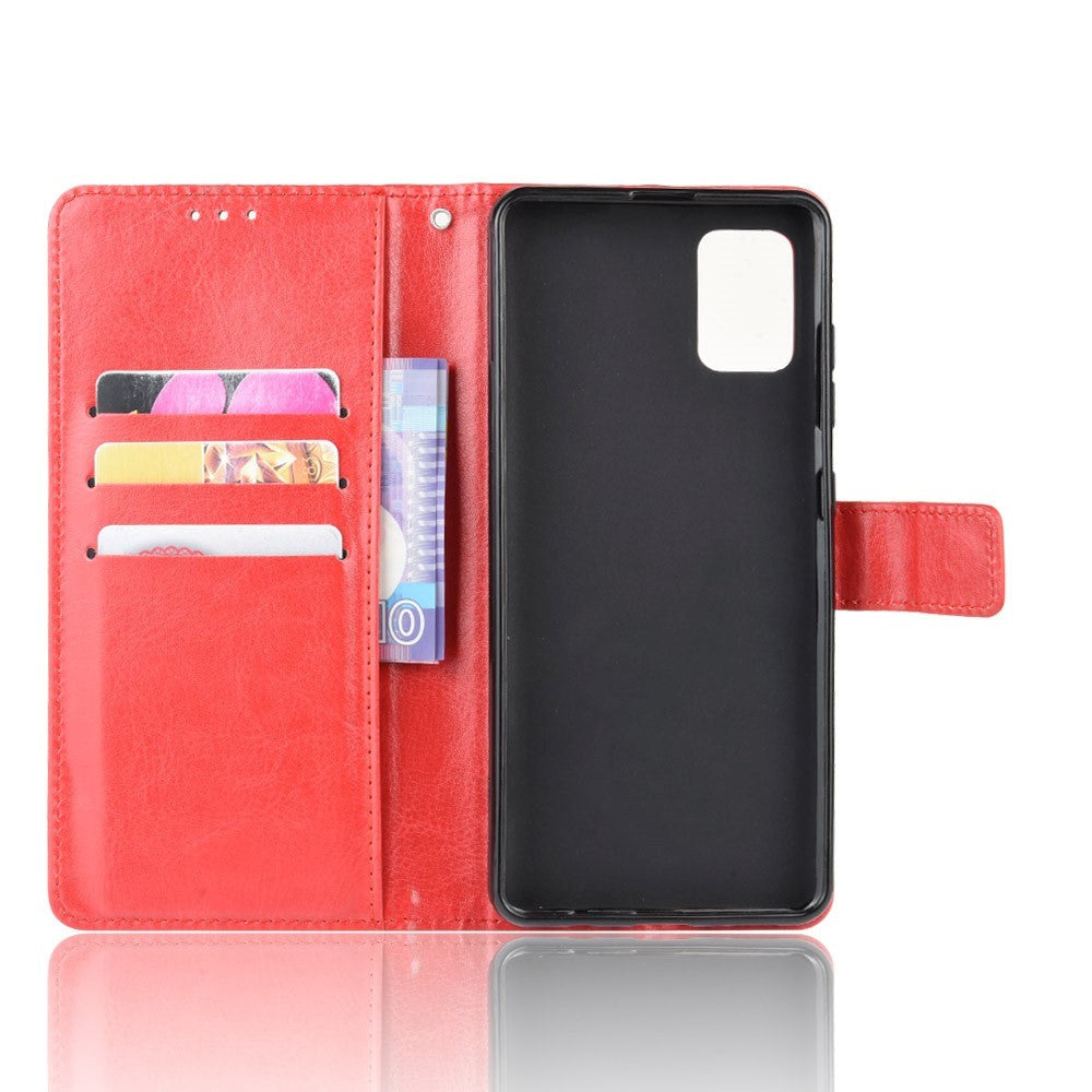 Samsung Galaxy A51 Læder Cover m. Pung & Strop - Rød