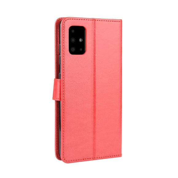 Samsung Galaxy A51 Læder Cover m. Pung & Strop - Rød