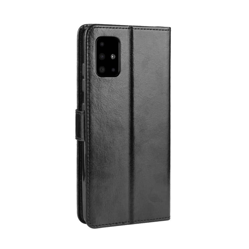 Samsung Galaxy A51 Læder Cover m. Pung & Strop - Sort