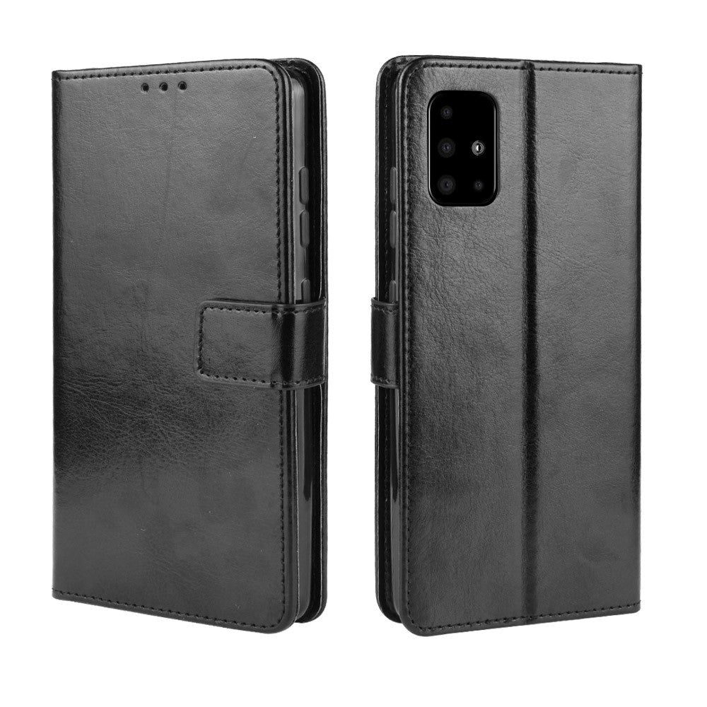 Samsung Galaxy A51 Læder Cover m. Pung & Strop - Sort