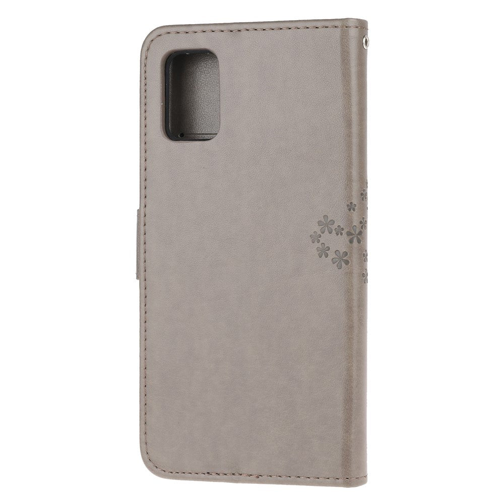 Samsung Galaxy A51 Læder Cover m. Pung Ugler i Træ - Lysebrun
