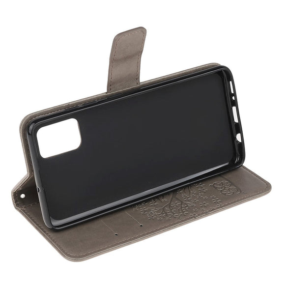 Samsung Galaxy A51 Læder Cover m. Pung Ugler i Træ - Lysebrun