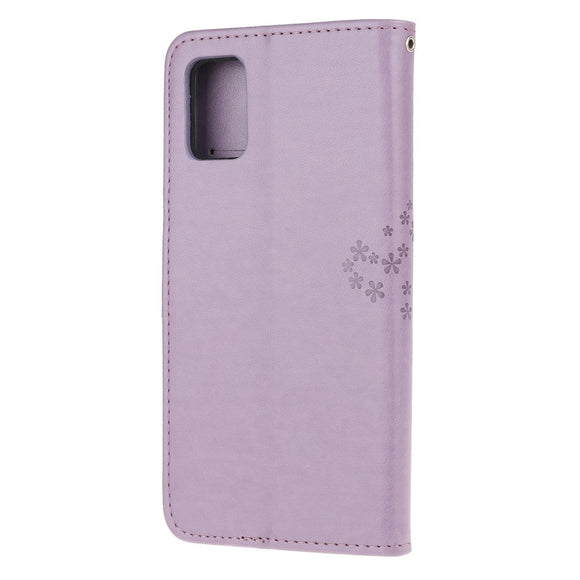 Samsung Galaxy A51 Læder Cover m. Pung Ugler i Træ - Lilla