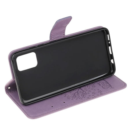 Samsung Galaxy A51 Læder Cover m. Pung Ugler i Træ - Lilla
