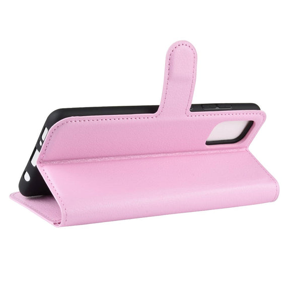 Samsung Galaxy A71 Litchi Læder Cover m. Pung - Lyserød