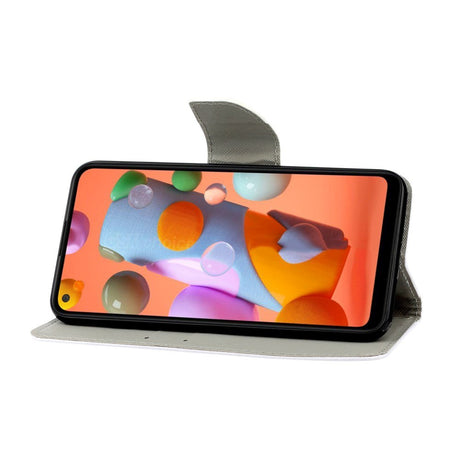 Samsung Galaxy M11 Læder Cover m. Pung - Hvid Kat