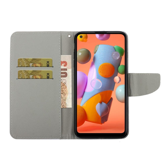 Samsung Galaxy M11 Læder Cover m. Pung - Tyk Kat
