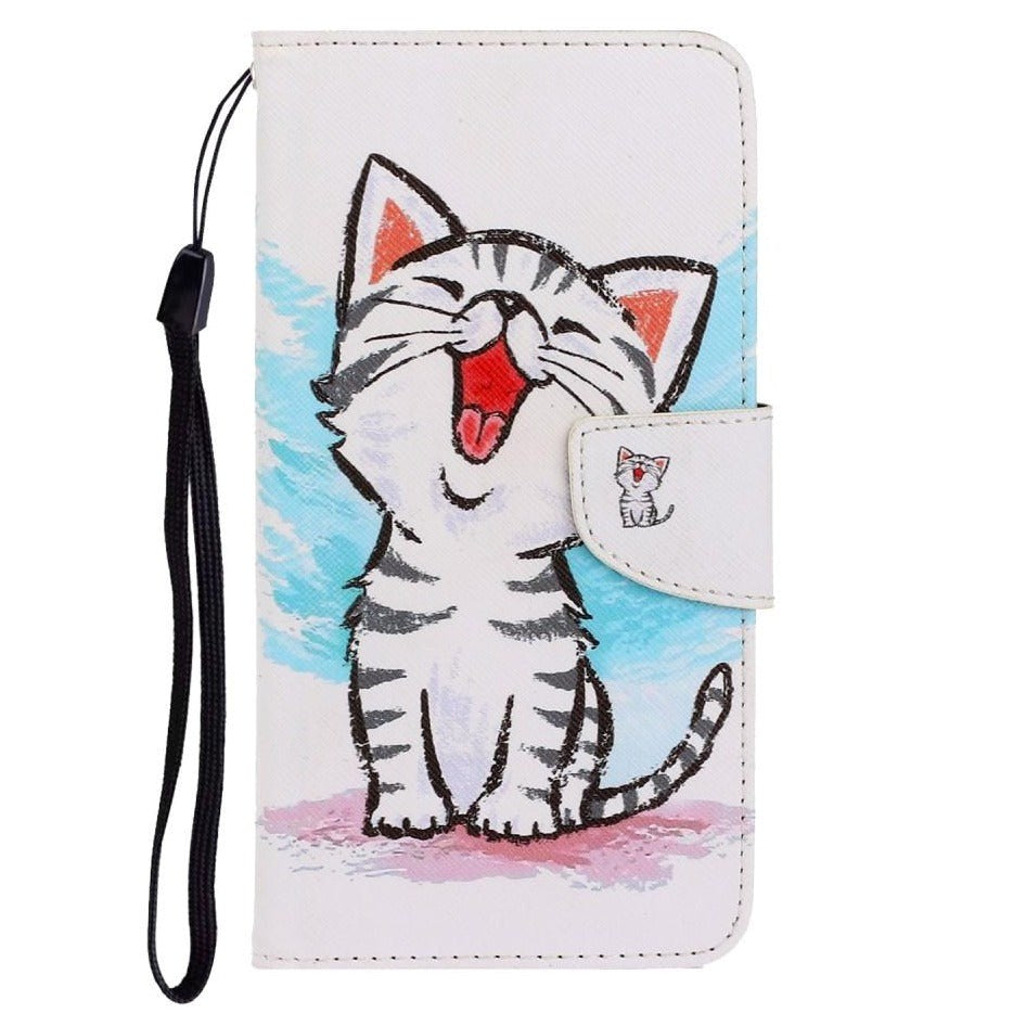 Samsung Galaxy M11 Læder Cover m. Pung - Hvid Kat