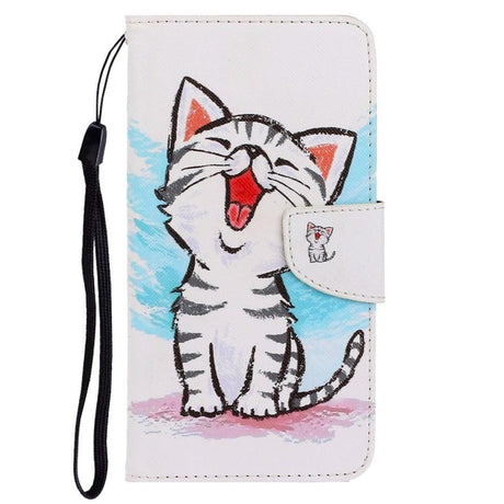 Samsung Galaxy M11 Læder Cover m. Pung - Hvid Kat