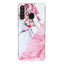 Samsung Galaxy A21 Fleksibel Plastik Cover m. Marble Print - Lyserød Marmor / Blomster