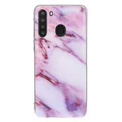 Samsung Galaxy A21 Fleksibel Plastik Cover m. Marble Print - Lilla Marmor