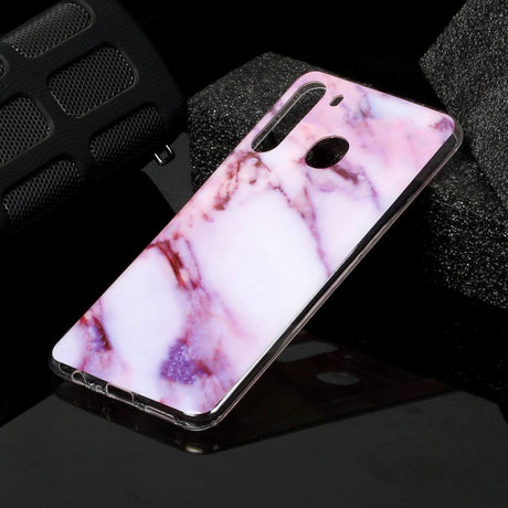 Samsung Galaxy A21 Fleksibel Plastik Cover m. Marble Print - Lilla Marmor