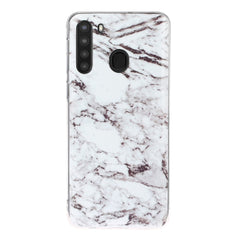 Samsung Galaxy A21 Fleksibel Plastik Cover m. Marble Print - Hvid Marmor