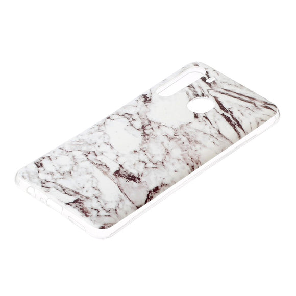 Samsung Galaxy A21 Fleksibel Plastik Cover m. Marble Print - Hvid Marmor