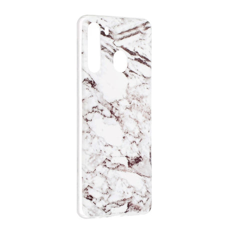 Samsung Galaxy A21 Fleksibel Plastik Cover m. Marble Print - Hvid Marmor