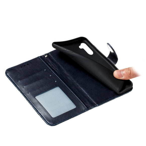 Samsung Galaxy M11 Blomster Blonder Læder Flip Cover - Sort