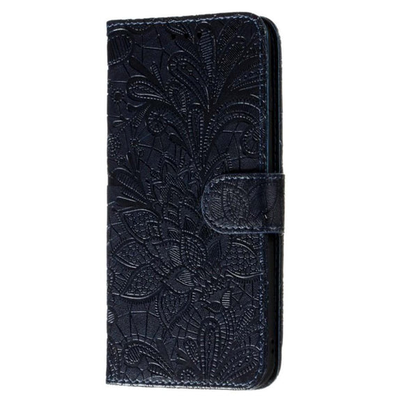 Samsung Galaxy M11 Blomster Blonder Læder Flip Cover - Sort