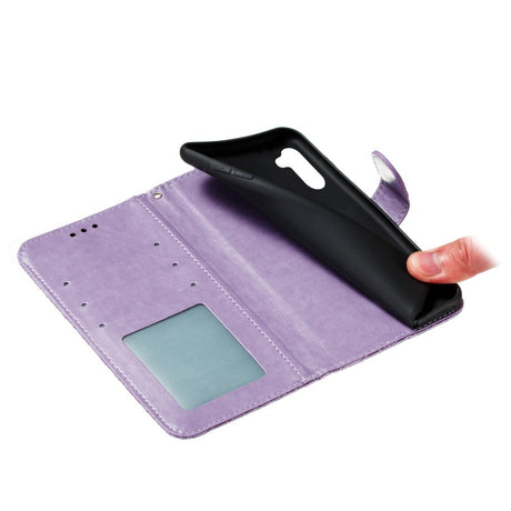 Samsung Galaxy M11 Blomster Blonder Læder Flip Cover - Lilla