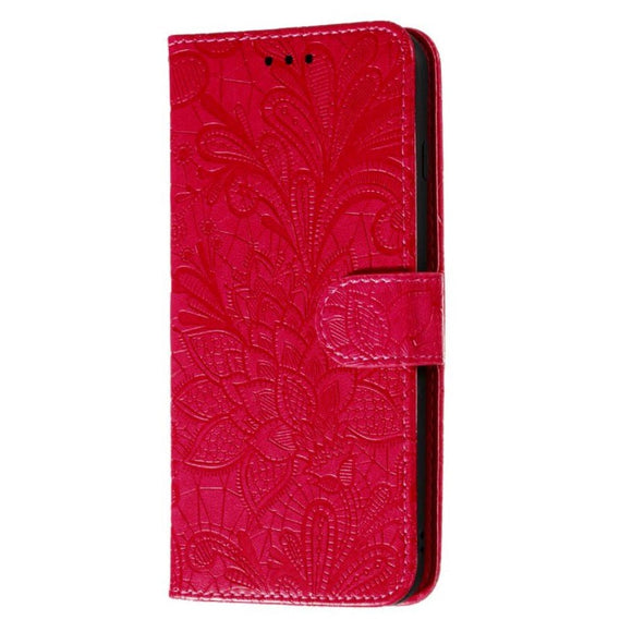 Samsung Galaxy M11 Blomster Blonder Læder Flip Cover - Rød