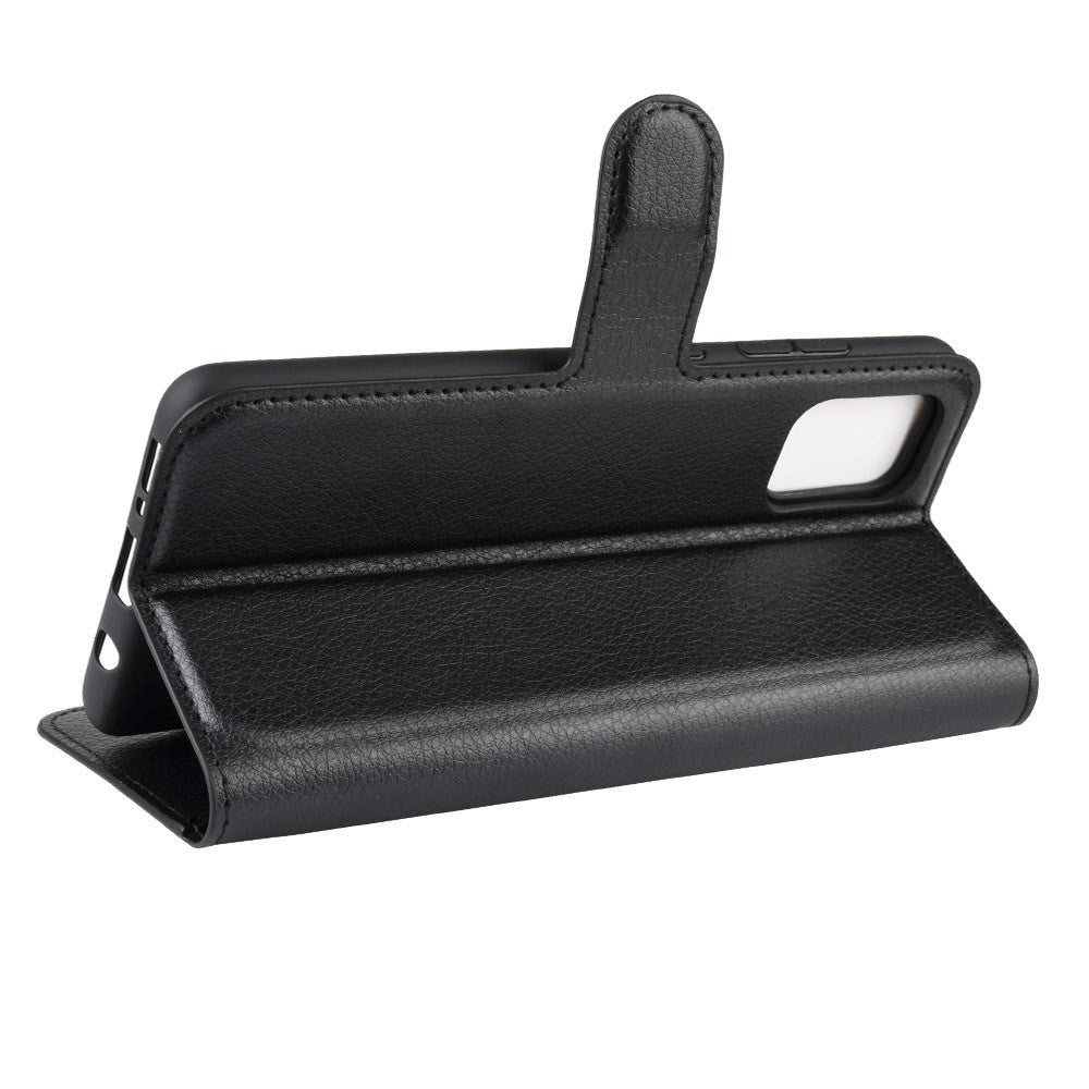 Samsung Galaxy A51 (5G) Litchi Læder Cover m. Pung - Sort