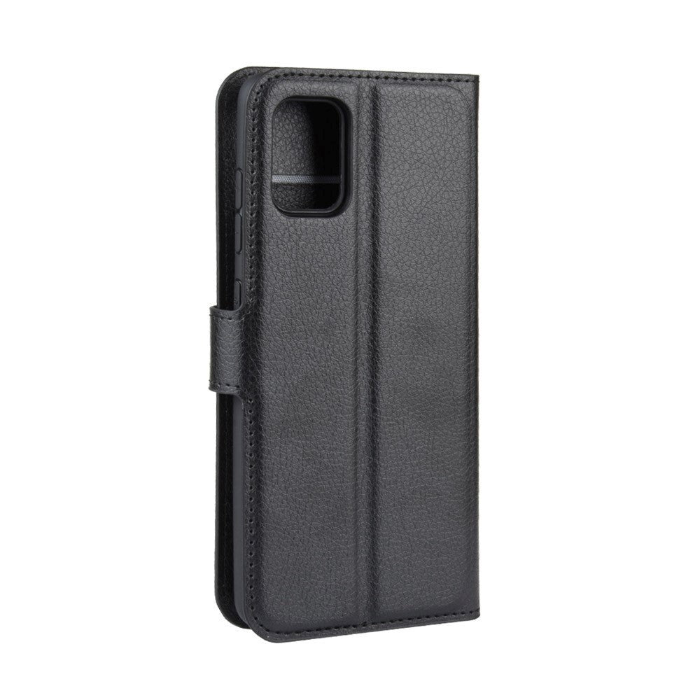 Samsung Galaxy A51 (5G) Litchi Læder Cover m. Pung - Sort