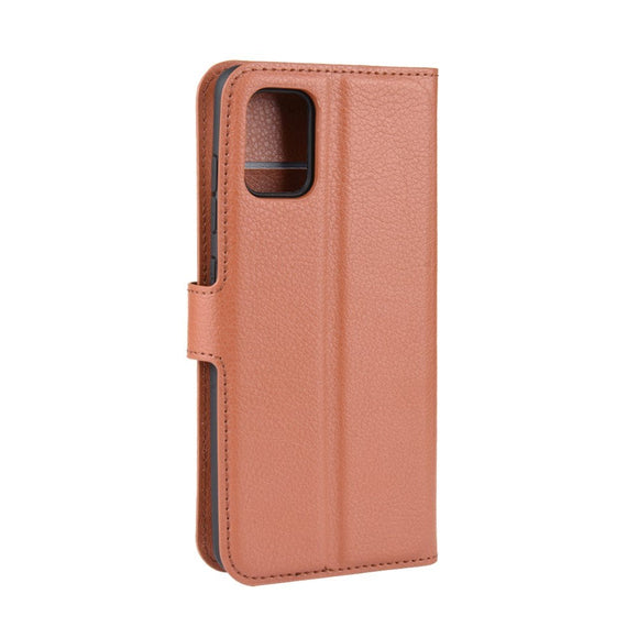 Samsung Galaxy A51 (5G) Litchi Læder Cover m. Pung - Brun