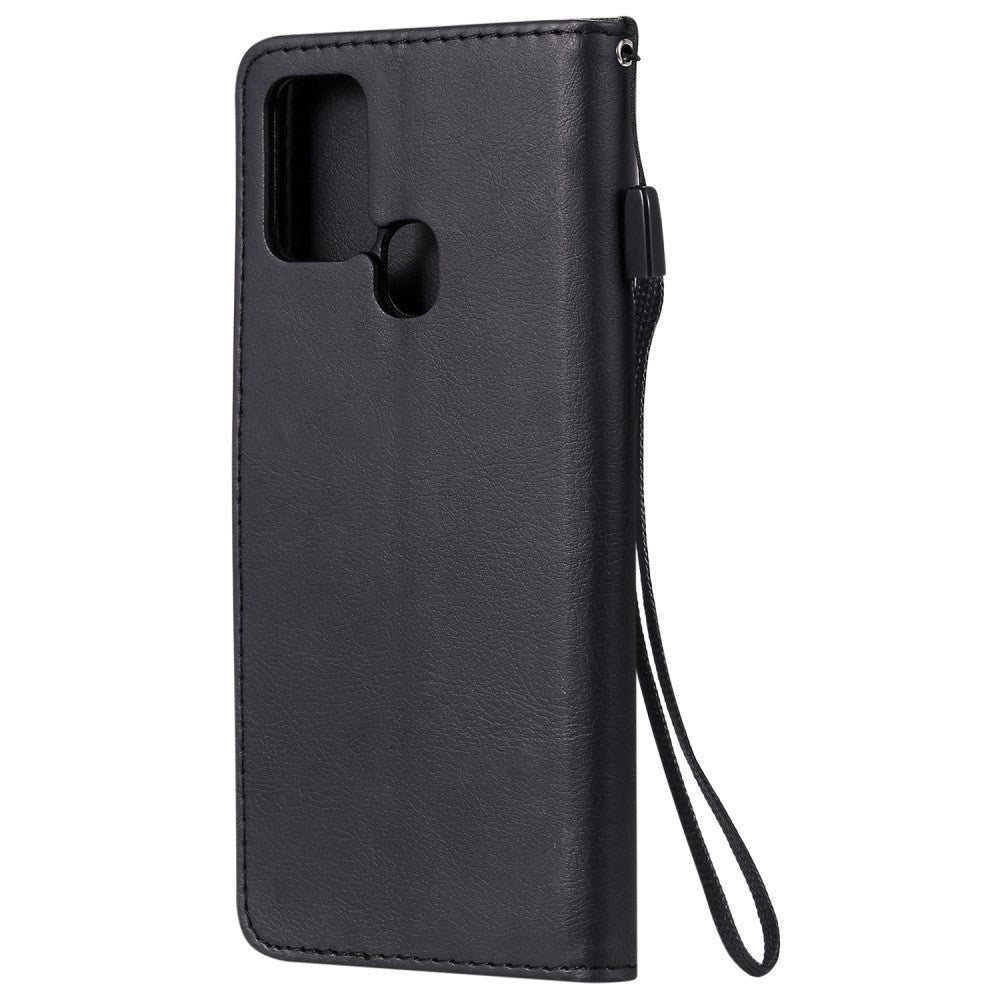 Samsung Galaxy A21s Læder Cover m. Pung og Strop - Sort