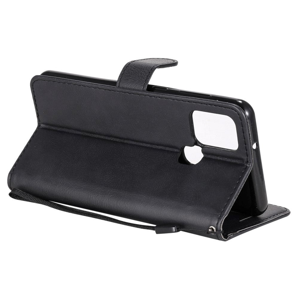 Samsung Galaxy A21s Læder Cover m. Pung og Strop - Sort