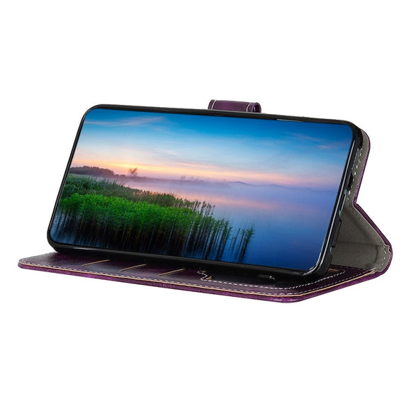 Samsung Galaxy S20 FE / S20 FE (5G) Skinnende Neutralt Læder Cover m. Pung - Lilla