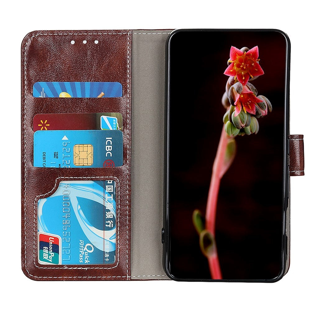 Samsung Galaxy S20 FE / S20 FE (5G) Skinnende Neutralt Læder Cover m. Pung - Brun