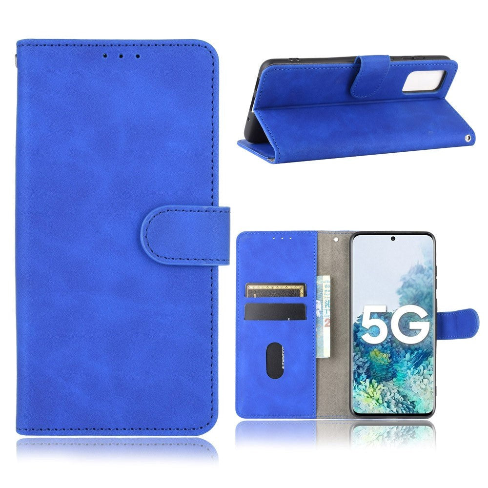 Samsung Galaxy S20 FE / S20 FE (5G) Blødt Læder Cover m. Pung - Blå
