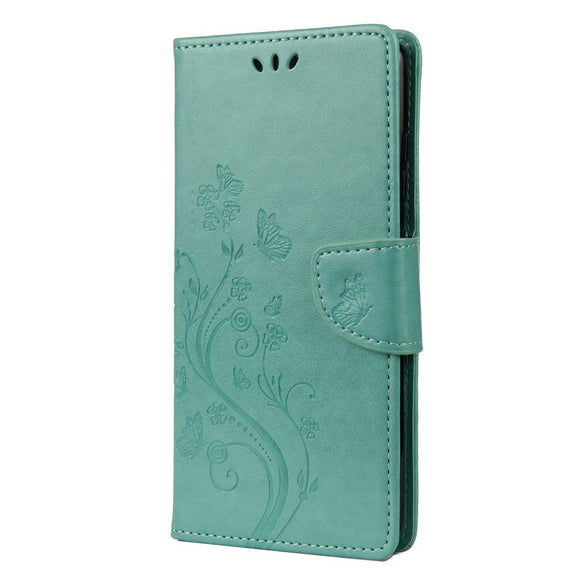 Samsung Galaxy S20 FE / S20 FE (5G) Læder Cover m. Pung - Blomster Imprint - Grøn