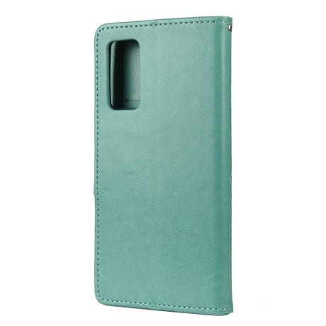 Samsung Galaxy S20 FE / S20 FE (5G) Læder Cover m. Pung - Blomster Imprint - Grøn