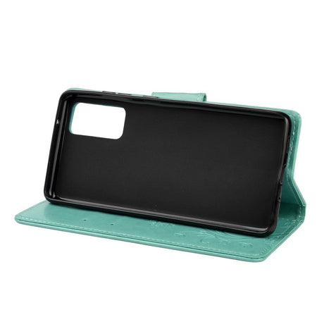 Samsung Galaxy S20 FE / S20 FE (5G) Læder Cover m. Pung - Blomster Imprint - Grøn