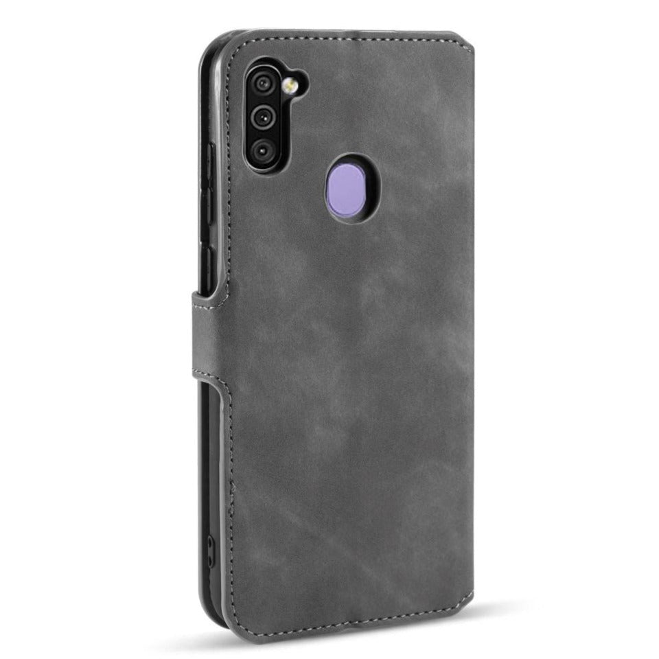 Samsung Galaxy M11 DG.MING Retro Læder Cover m. Pung - Grå
