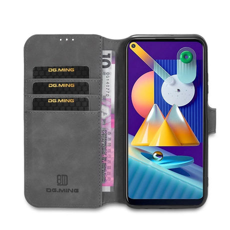 Samsung Galaxy M11 DG.MING Retro Læder Cover m. Pung - Grå