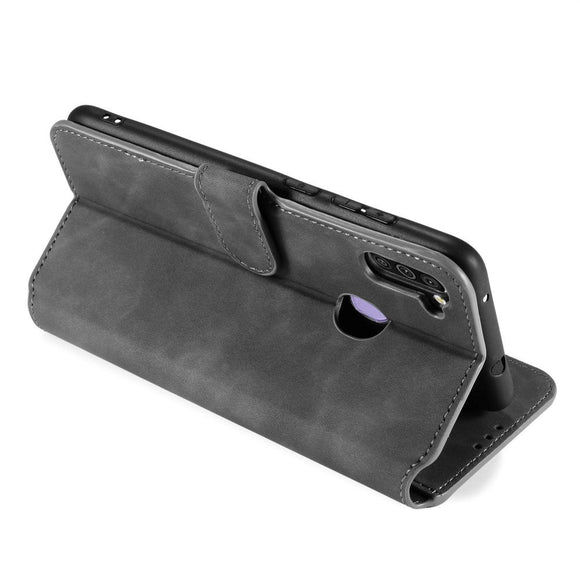Samsung Galaxy M11 DG.MING Retro Læder Cover m. Pung - Grå