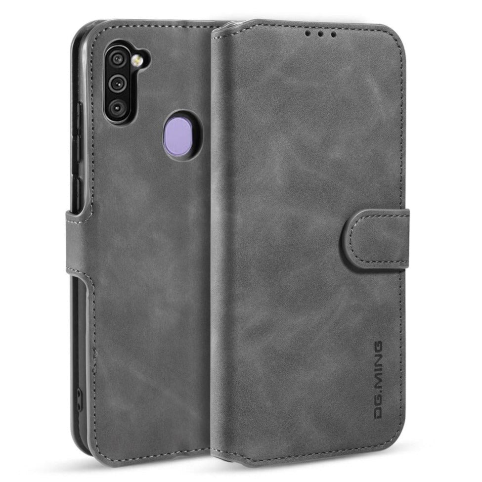 Samsung Galaxy M11 DG.MING Retro Læder Cover m. Pung - Grå