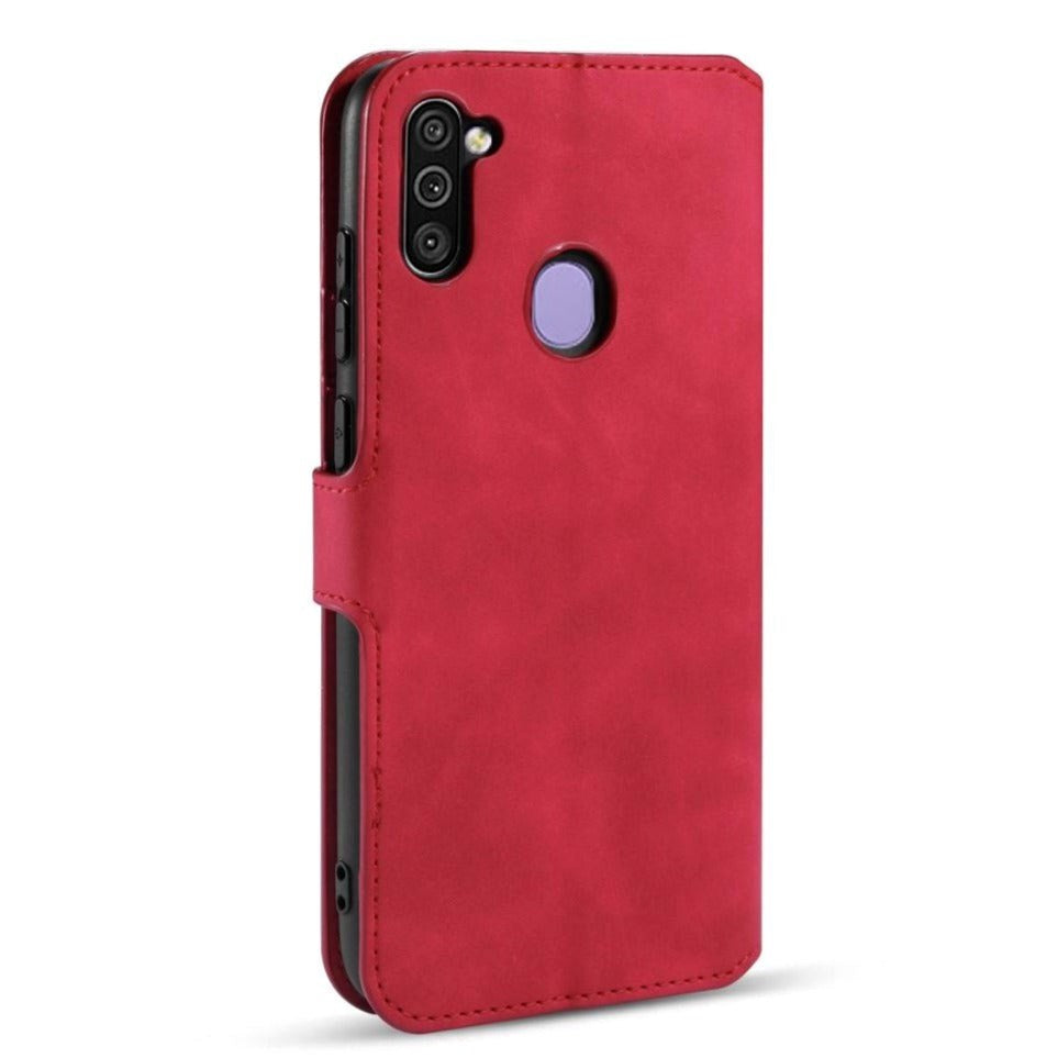 Samsung Galaxy M11 DG.MING Retro Læder Cover m. Pung - Rød