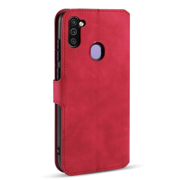 Samsung Galaxy M11 DG.MING Retro Læder Cover m. Pung - Rød