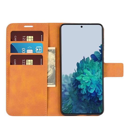 Samsung Galaxy S21 Læder Cover m. Pung - Latte Brun