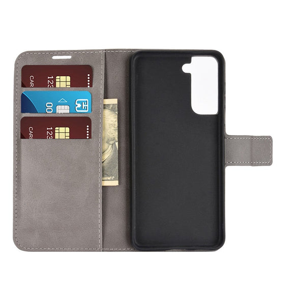 Samsung Galaxy S21 Læder Cover m. Pung - Grå