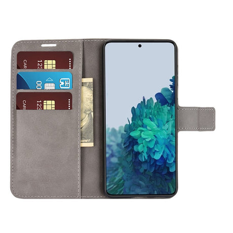 Samsung Galaxy S21 Læder Cover m. Pung - Grå