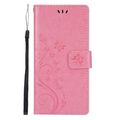 Samsung Galaxy S21 Læder Cover m. Pung - Blomster Imprint - Lyserød