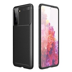 Samsung Galaxy S21 Carbon Fiber Fleksibelt Plastik Cover - Sort