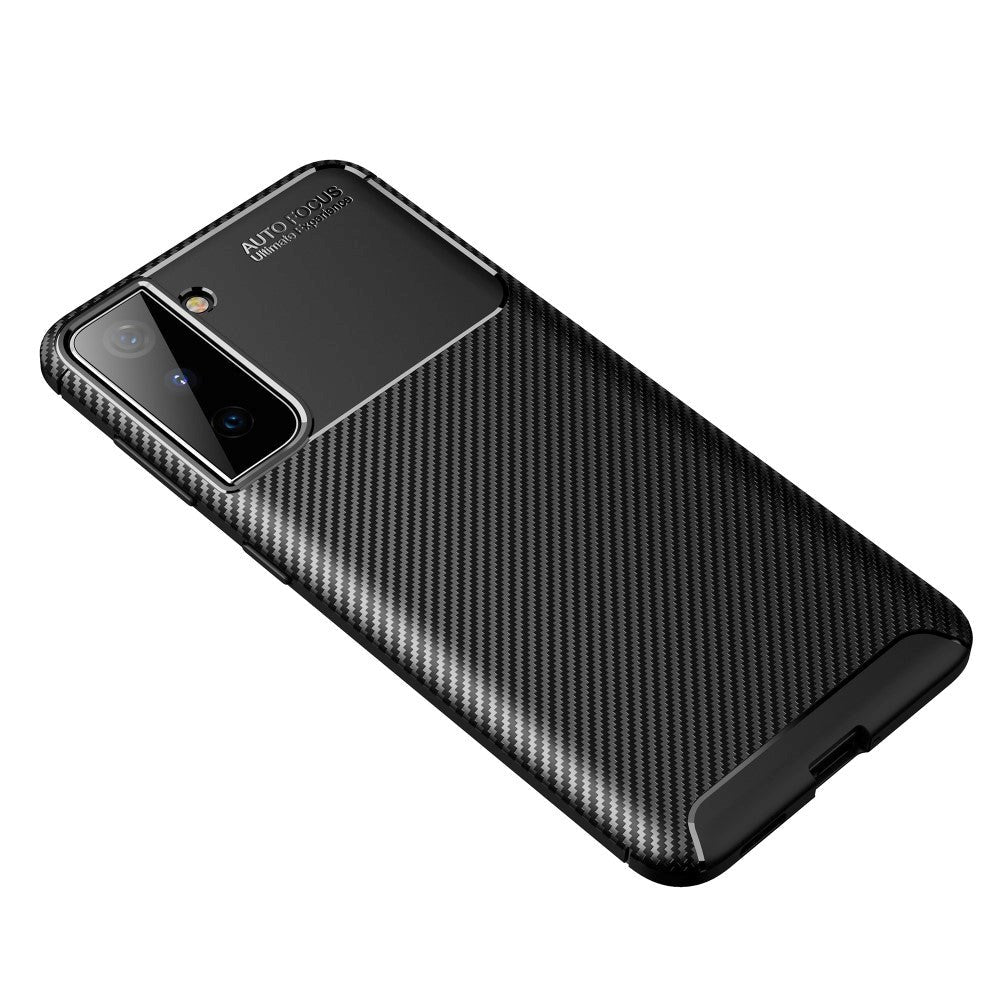 Samsung Galaxy S21 Carbon Fiber Fleksibelt Plastik Cover - Sort