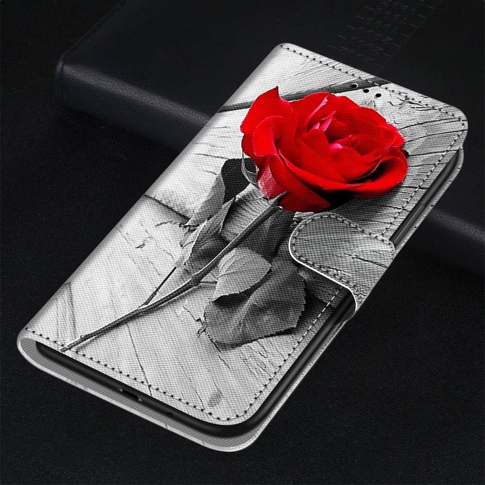 Samsung Galaxy S21 Læder Cover m. Pung - Rød Rose