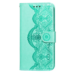 Samsung Galaxy S21+ (Plus) Læder Cover m. Pung - Flower Vine Imprint - Grøn